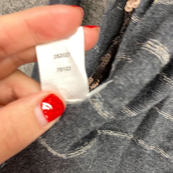 Unbranded Cardigan Women M Medium Gray Striped Sequin Wool Knit Open Front - Picture 8 of 9